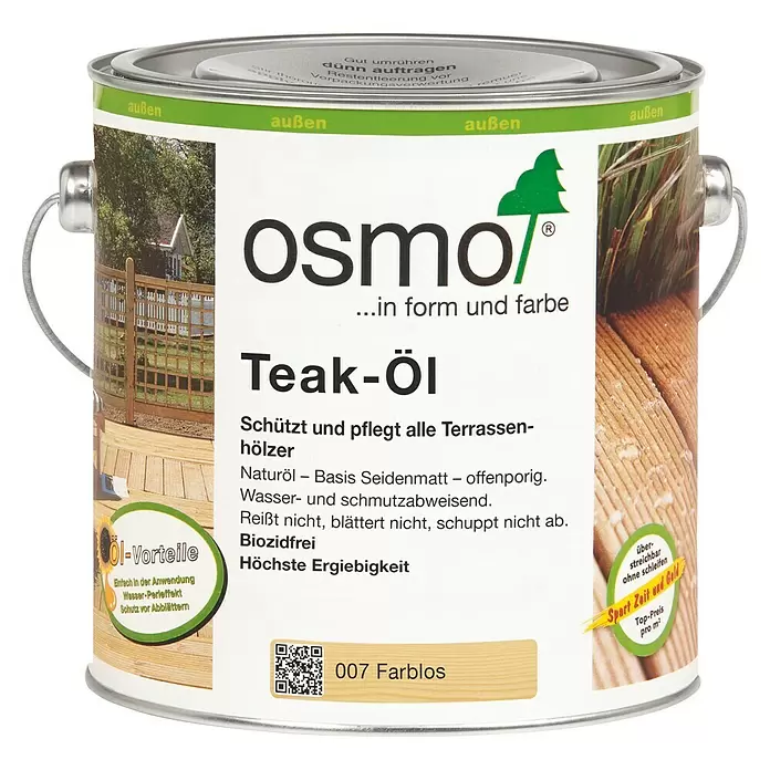 Osmo Teak-Öl Seidenmatt 007 - 2,5 l, Farblos - Vorderansicht