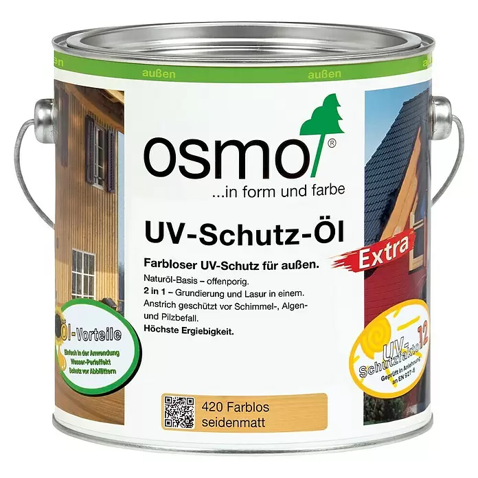 Osmo UV-Schutz-Öl Extra 420 - Farblos, 2,5 l, Seidenmatt - Vorderansicht