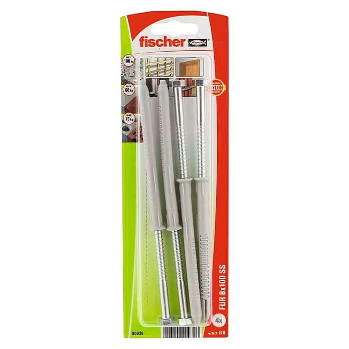 Fischer Taco con tornillo FUR-SS - Diámetro taco: 8 mm, 4 uds. - Vista frontal