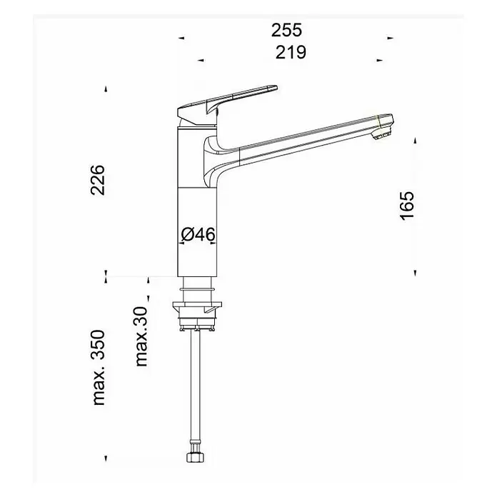 Slavina za umivaonik Infinity i20 - Krom, Visina: 22,6 cm - Skica
