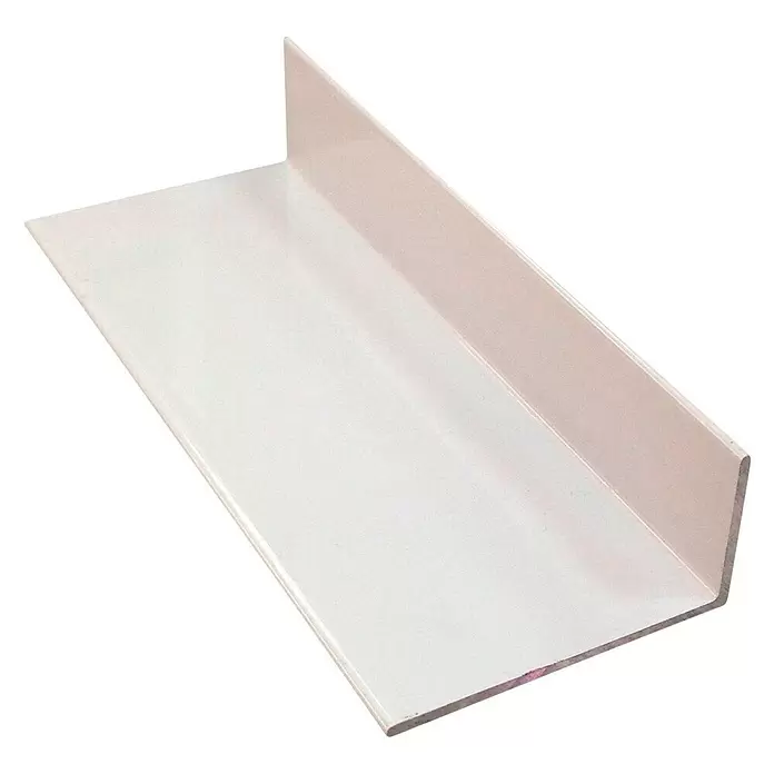 Perfil angular para mampara - L x An x Al: 200 x 4 x 2 cm, Aluminio, Blanco - Vista angular