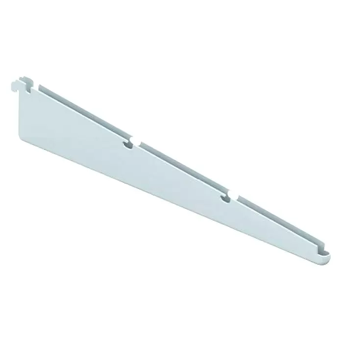 Element System Twin Soporte para estantes de rejilla - Largo: 42 cm, Blanco, Carga soportada: 30 kg, Específico para: Guías con trama de 32 mm, Guías con trama de 50 mm, Guías de 2 agujeros - Vista angular
