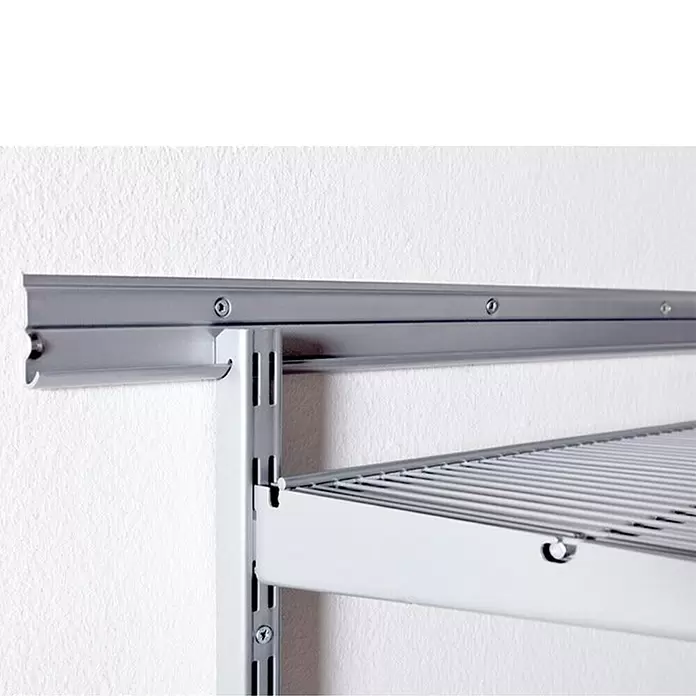 Element System Twin Soporte para estantes de rejilla - Largo: 42 cm, Blanco, Carga soportada: 30 kg, Específico para: Guías con trama de 32 mm, Guías con trama de 50 mm, Guías de 2 agujeros - Primer plano