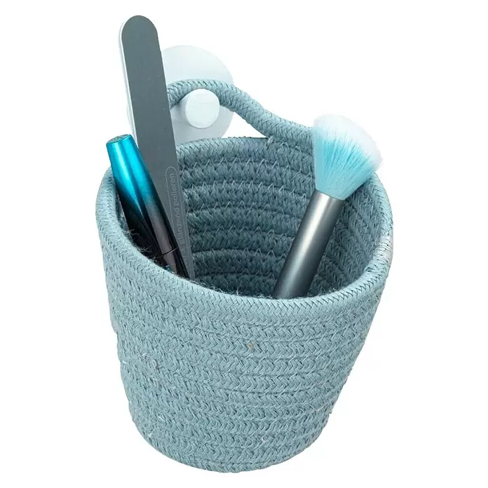 Wenko Košara za odlaganje Soria - 14,5 x 12,5 x 12 cm, Poliester, Plavosive boje - Proizvod u upotrebi
