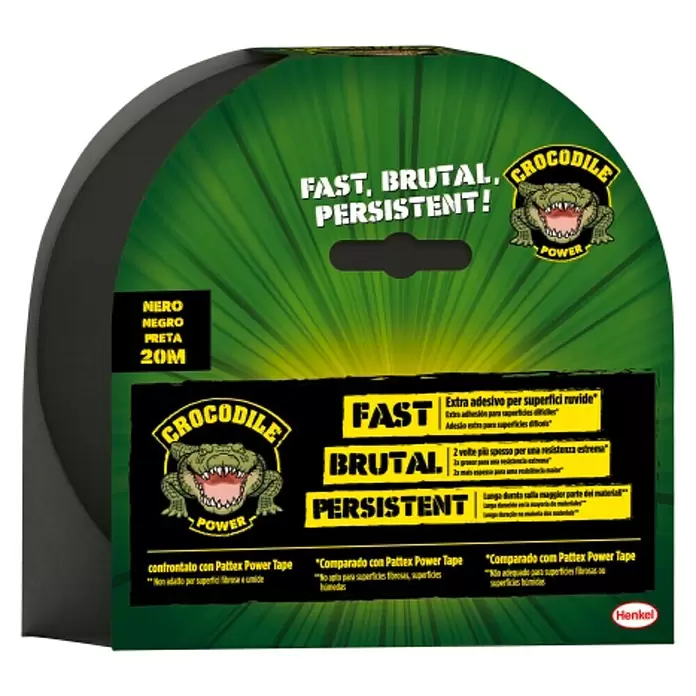 Pattex Crocodile Cinta adhesiva americana - Negro, 20 m x 48 mm - Vista trasera