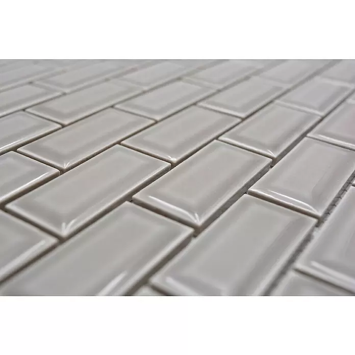 Mozaïektegel brick Metrotegel CBC 102 - 30 x 30 cm, Grijs, Glanzend - Close-up