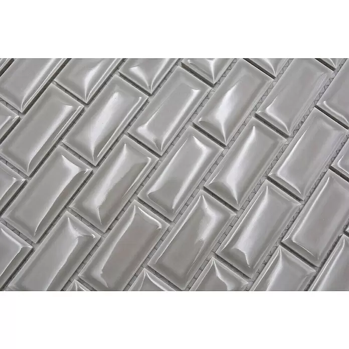 Mozaïektegel brick Metrotegel CBC 102 - 30 x 30 cm, Grijs, Glanzend - Close-up