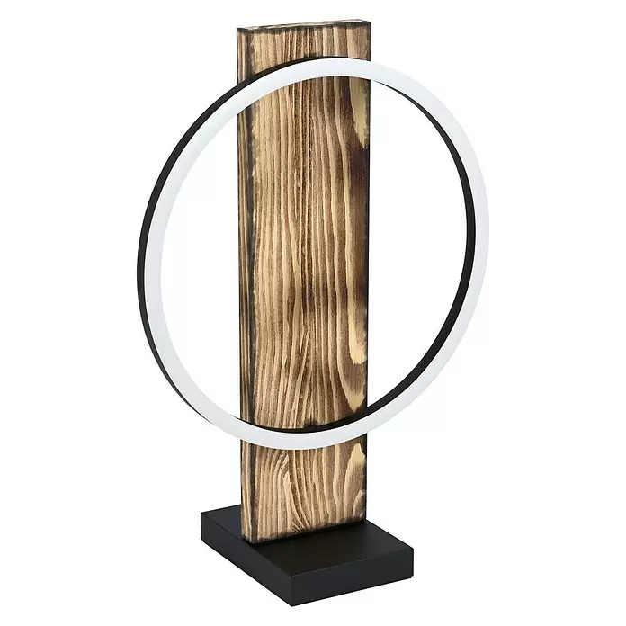 Eglo LED-Tischleuchte Boyal - 12 W, L x B x H: 30 x 15 x 42,5 cm, Holz/Klar, Schwarz, Warmweiß - Diagonale Ansicht