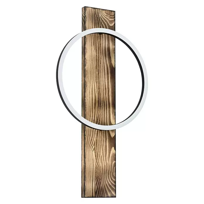 Eglo LED-Wandleuchte Boyal - 12 W, Holz/Klar, Warmweiß - Diagonale Ansicht