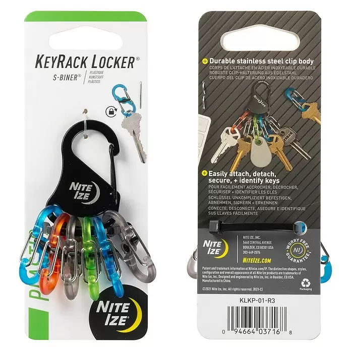 Nite Ize Karabinerhaken KeyRack - L x B: 12 x 2 mm, Edelstahl - Vorderansicht