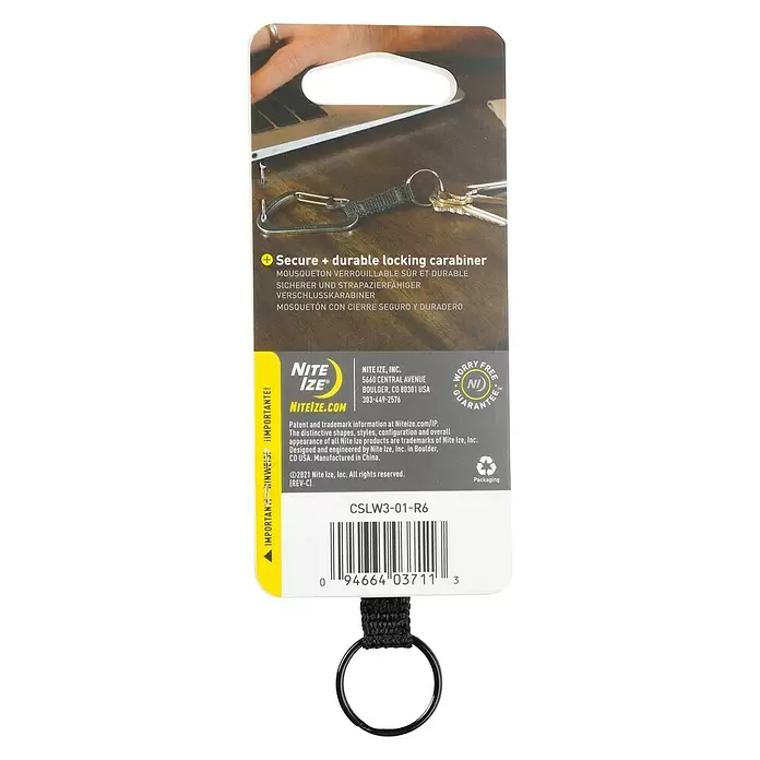 Nite Ize Karabinerhaken Slidelock Key Ring - Edelstahl, Schwarz - Rückansicht
