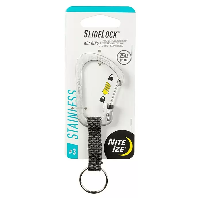 Nite Ize Karabinerhaken Slidelock Key Ring - Edelstahl, Silber - Vorderansicht