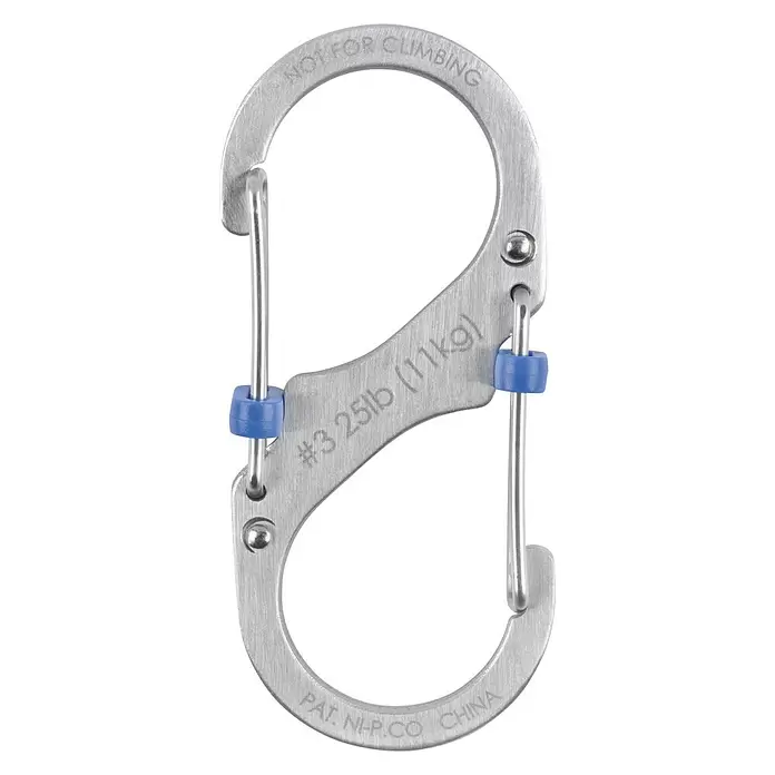 Nite Ize Doppelkarabiner S-Biner Marine SlideLock - L x B: 104 x 13 mm, Edelstahl, Silber - Vorderansicht