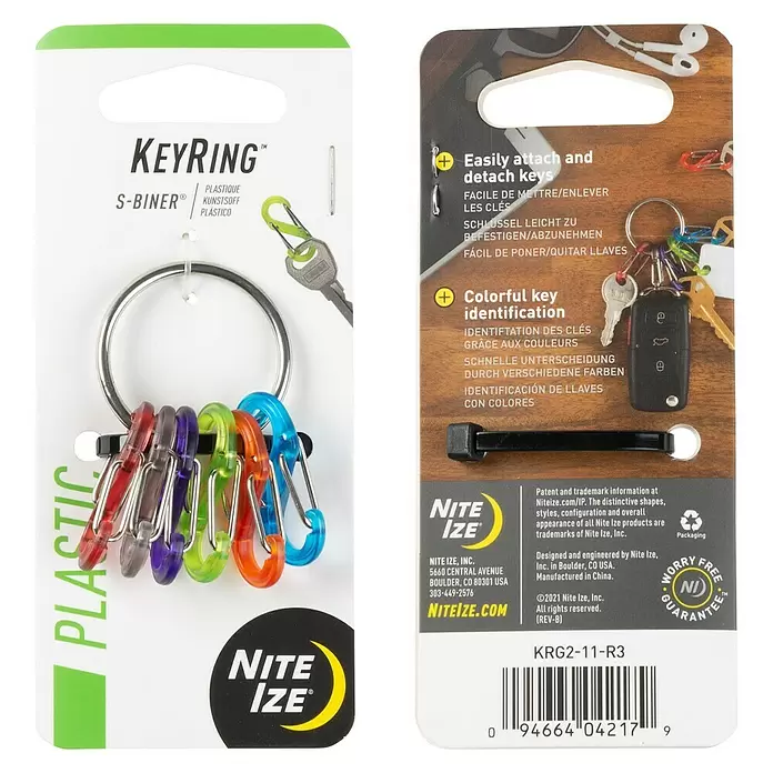 Nite Ize Mosquetón KeyRing S-Biner - L x An: 57 x 14 mm, Acero inoxidable - Vista frontal