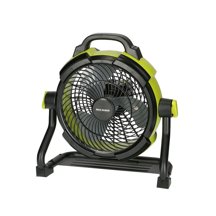 Proklima Akku-Ventilator - Schwarz/Grün, 24,5 x 39 x 41 cm, Neigungswinkel: 200°