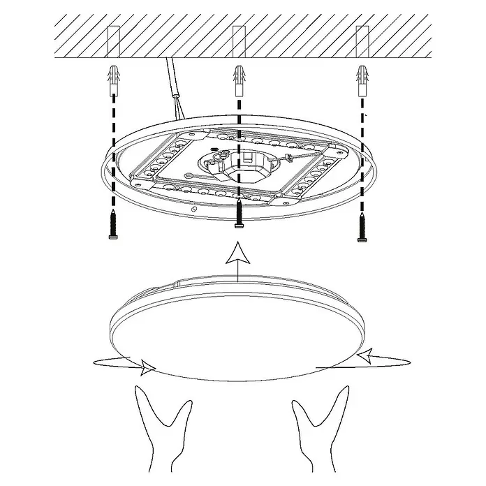 Eglo LED-Deckenleuchte rund Pogliola - 18 W, Ø x H: 310 x 55 mm, Weiß, Warmweiß - Skizze