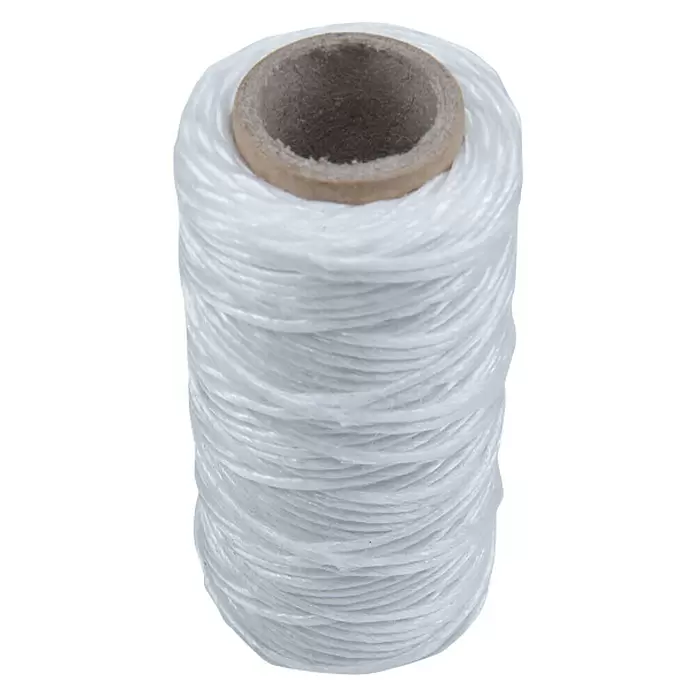 Cordel de polipropileno B34177 - Ø x L: 2 mm x 50 m, Polipropileno, Blanco, Trenzado con 3 filamentos - Vista angular