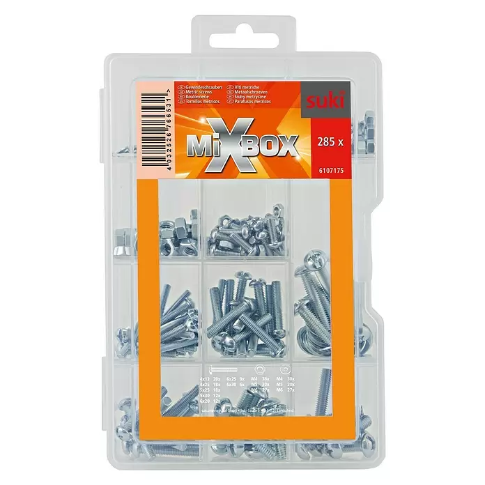 Suki Juego de tornillos y tuercas Orange - 285 piezas - Vista frontal