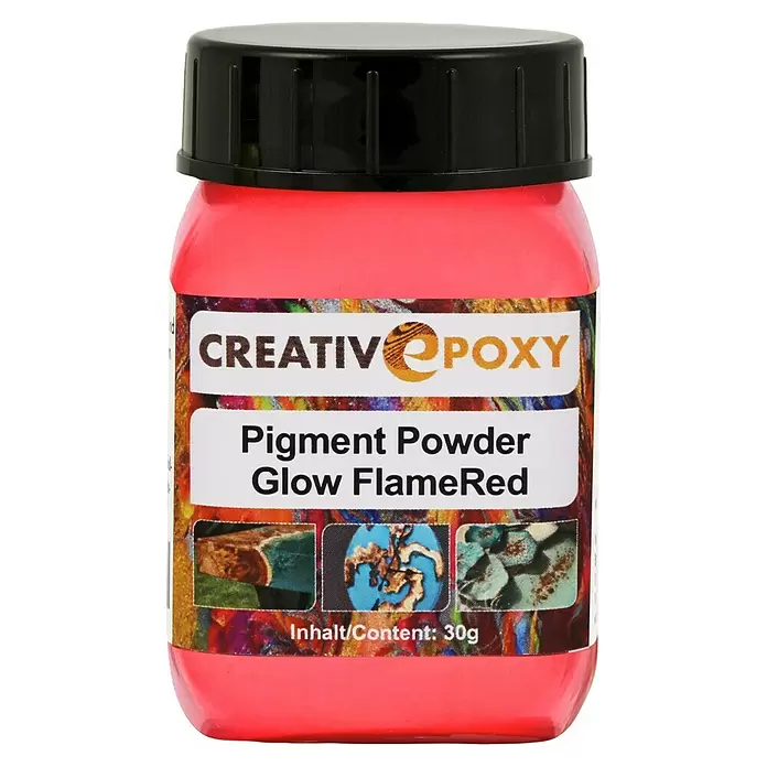 CreativEpoxy Pigment Powder - Glow FlameRed, 30 g - Vorderansicht