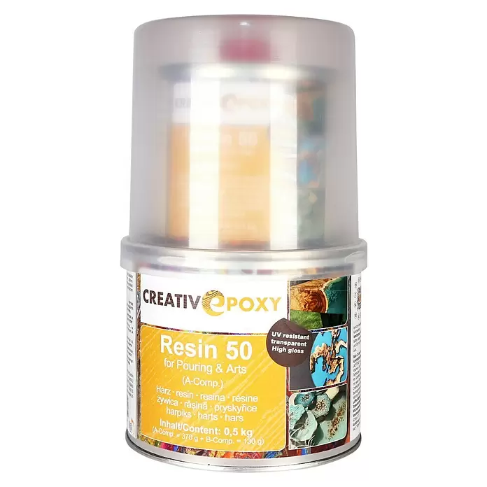CreativEpoxy Gießharz Resin 50 A+B - 500 g, Passend für: Bis zu 50 mm Schichtstärke - Vorderansicht