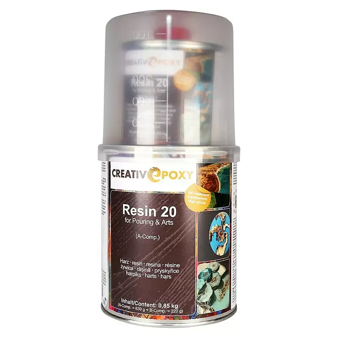 CreativEpoxy Gießharz Resin 20 A+B - 850 g, Passend für: Bis zu 20 mm Schichtstärke - Vorderansicht