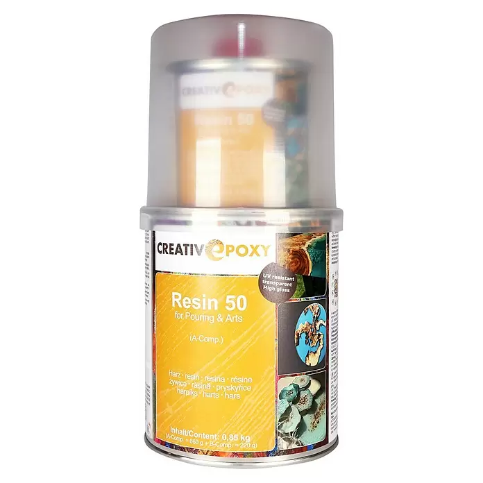 CreativEpoxy Gießharz Resin 50 A+B - 850 g, Passend für: Bis zu 50 mm Schichtstärke - Vorderansicht