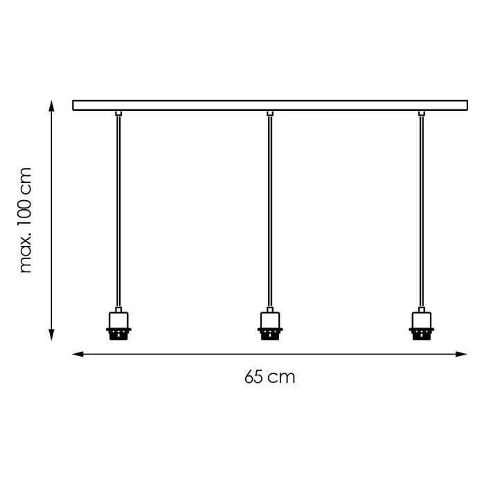 Home Sweet Home Pendelleuchte Beam 3s - L x H: 65 x 99 cm, Chrom matt, Anzahl Leuchtmittel: 3 Stk. - Skizze