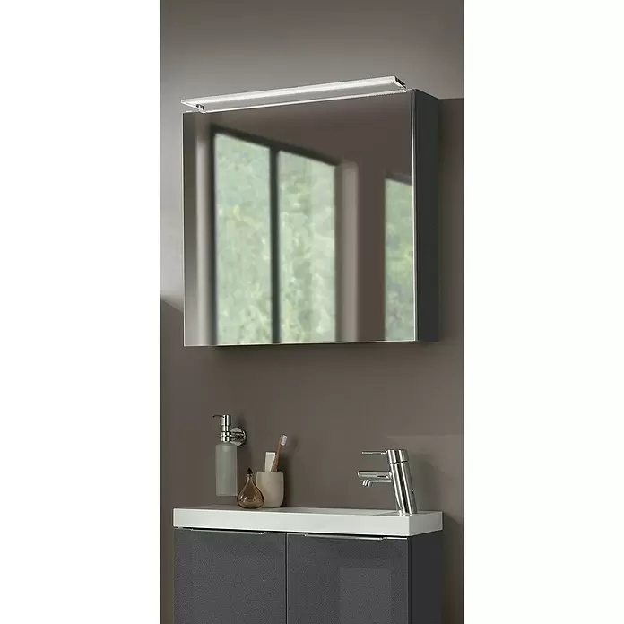Camargue Fresh LED-Spiegelschrank - B x H: 60 x 68,4 cm, Mit Beleuchtung, Anschlag: Rechts, Spanplatte, Grafit - Stimmungsaufnahme