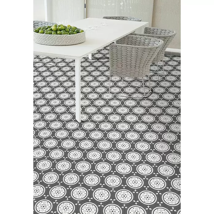 Feinsteinzeugfliese Hexagon Vintage Farnese - 25 x 22 cm, Grau/Weiß, Matt - Stimmungsaufnahme