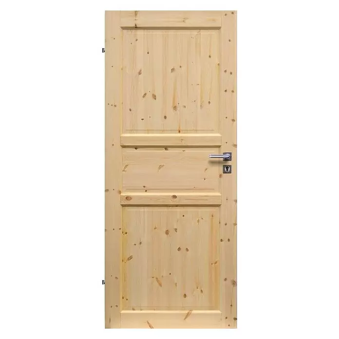 Eurolam Sobna vrata P1 - 650 x 2.000 mm, DIN graničnik: Lijevo, Natur, Središnji položaj: Masivno - Pogled sprijeda