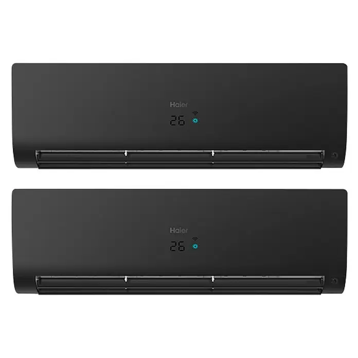 Haier Aire acondicionado Inverter Flexis plus 2 x 1 - Potencia frigorífica máx. por unidad en BTU/h: 11.942 BTU/h, Potencia calorífica máx. por equipo en BTU/h: 14.330 BTU/h, Específico para: Espacios hasta 50 m², Negro - Vista frontal