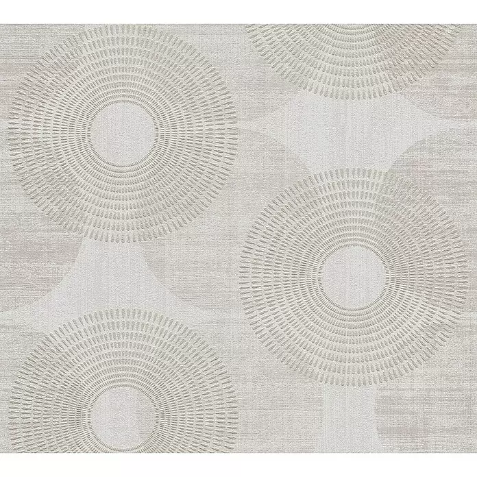 AS Creation Papel pintado de vellón Círculos - Beige, Motivo decorativo, 10,05 x 0,53 m - Primer plano