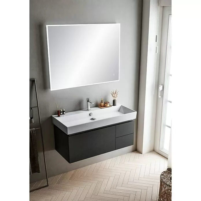 Riva Tape Einbauwaschbecken - 100 x 45,5 cm, Keramik, Weiß - Stimmungsaufnahme