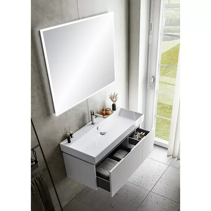 Riva Tape Einbauwaschbecken - 100 x 45,5 cm, Keramik, Weiß - Stimmungsaufnahme