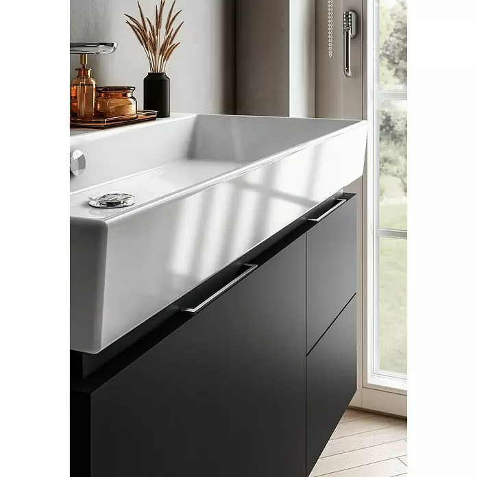 Riva Tape Waschtischunterschrank - 83,5 x 42,2 x 38,6 cm, Schwarz, Matt - Stimmungsaufnahme