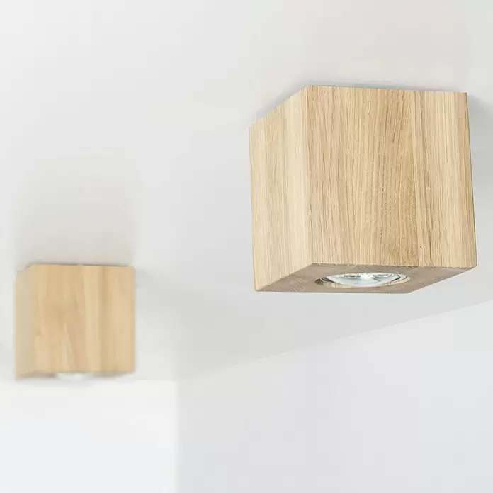 Spotlight LED-Deckenleuchte - 5 W, L x B x H: 10 x 10 x 10 cm, Eiche, Warmweiß - Stimmungsaufnahme