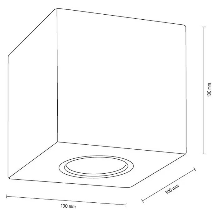 Spotlight LED-Deckenleuchte - 5 W, L x B x H: 10 x 10 x 10 cm, Eiche, Warmweiß - Skizze