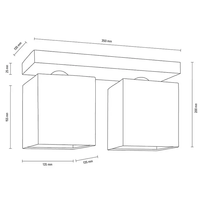 Spotlight Deckenleuchte Inger - 60 W, L x B x H: 35 x 13,5 x 23,5 cm, E27, 2 Stk. - Skizze