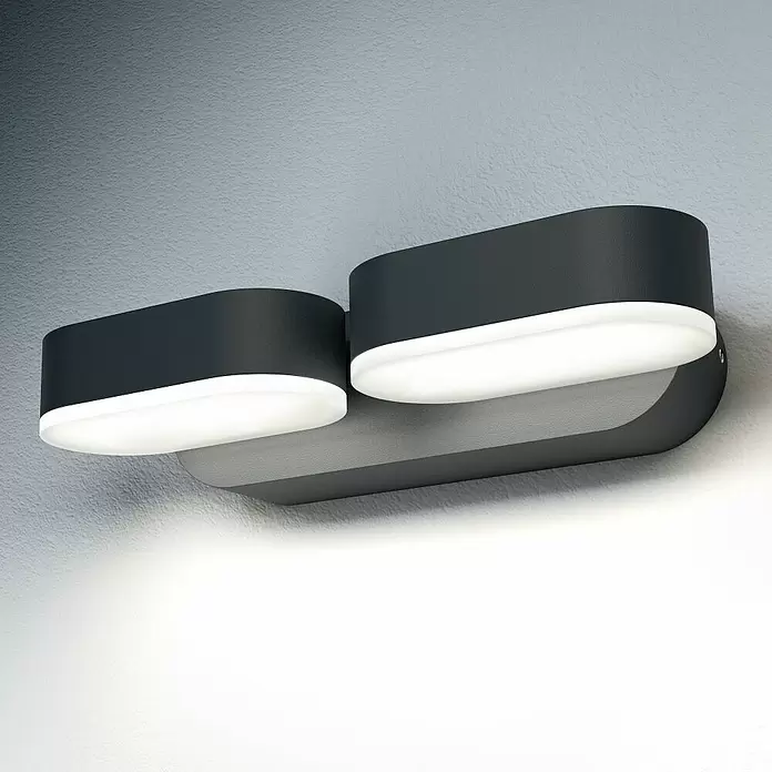 Ledvance LED-Außenwandleuchte Endura Style Mini Spot - 13 W, 100 x 230 x 54 mm, Grau, IP44 - Stimmungsaufnahme