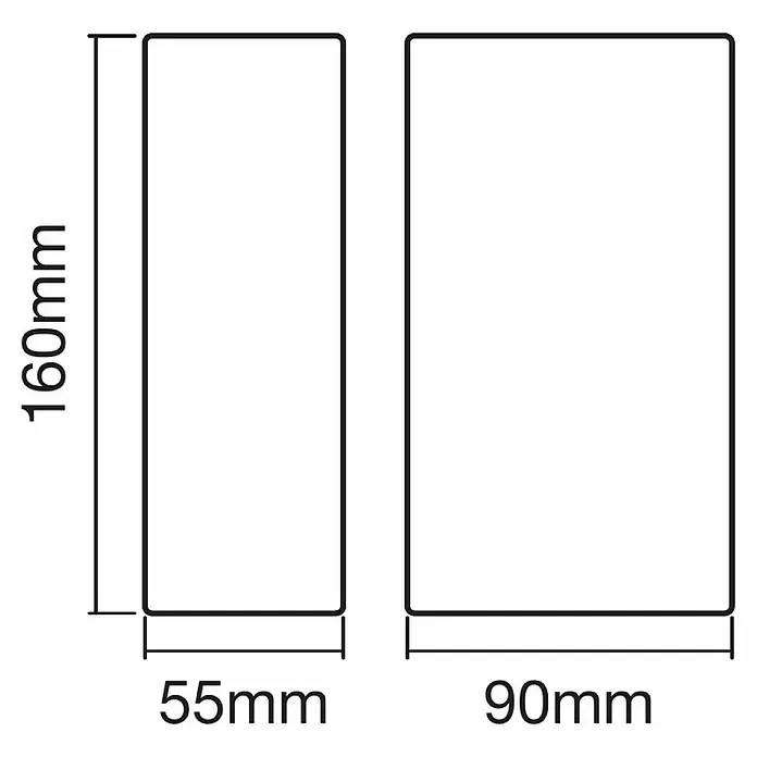 Ledvance LED-Außenwandleuchte Updown - 12 W, 5,5 cm x 9 mm x 16 cm, Anthrazit, IP44 - Skizze