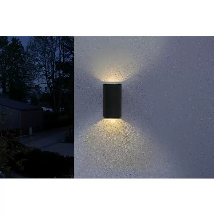 Ledvance LED-Außenwandleuchte Updown - 12 W, 5,5 cm x 9 mm x 16 cm, Anthrazit, IP44 - Stimmungsaufnahme