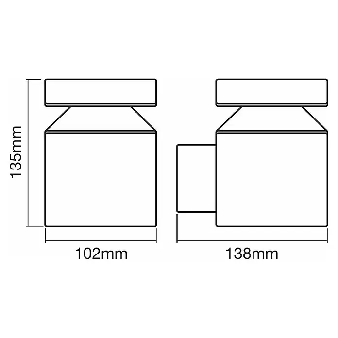 Ledvance LED-Außenwandleuchte Wall - 6 W, 13,8 x 10,2 x 13,5 cm, Edelstahl, IP44 - Skizze