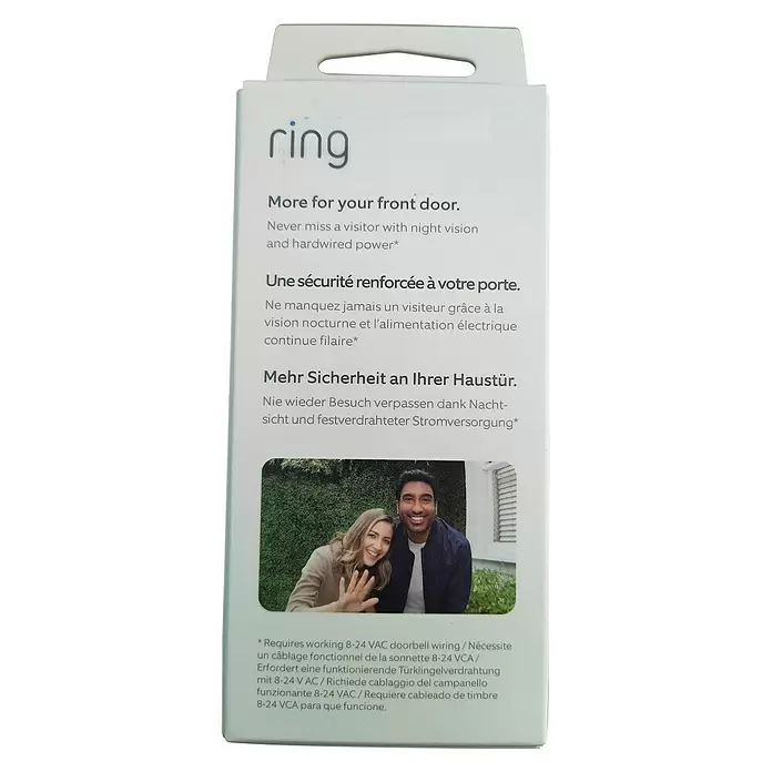 Ring Türklingel mit Kamera Doorbell Wired - 1.920 x 1.080 Pixel (Full HD), Schwarz - Rückansicht