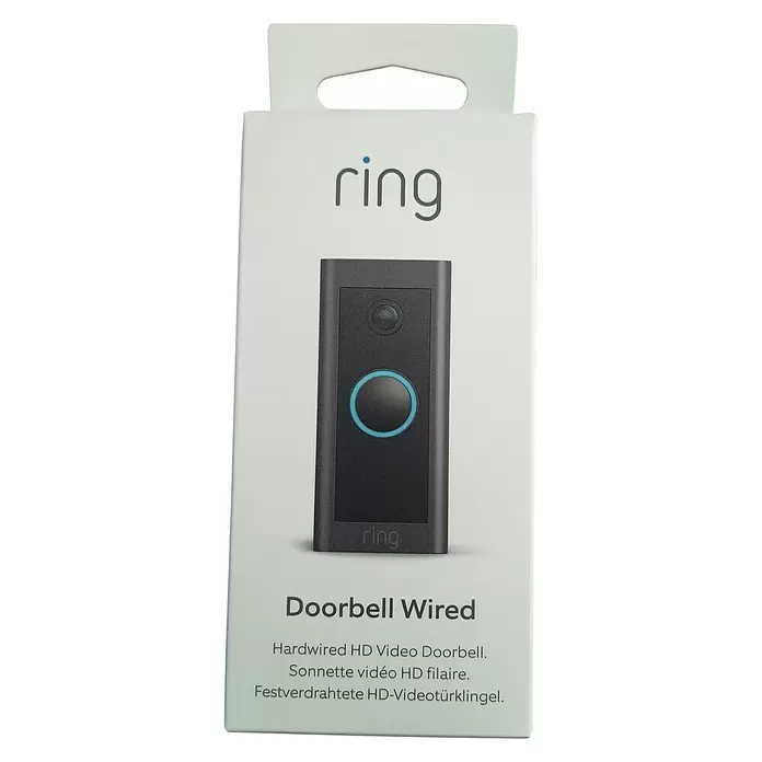 Ring Türklingel mit Kamera Doorbell Wired - 1.920 x 1.080 Pixel (Full HD), Schwarz - Vorderansicht
