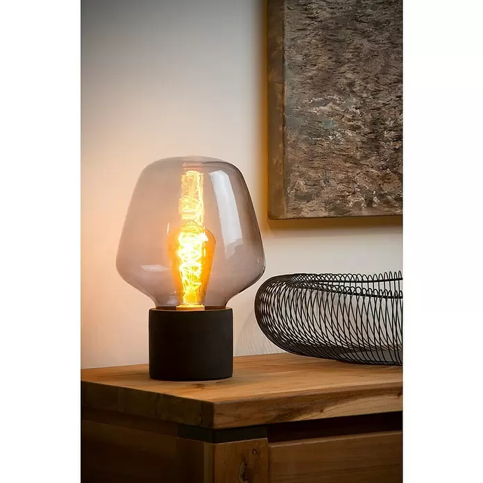 Lucide LED-Tischleuchte Becky - 40 W, L x B x H: 20 x 20 x 29,5 cm, Rauch - Stimmungsaufnahme