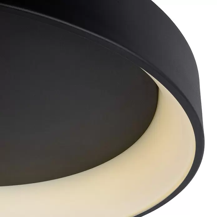 Lucide Talowe LED-Deckenleuchte rund - 42 W, Ø x H: 600 mm x 13 cm, Schwarz, Warmweiß - Detailaufnahme