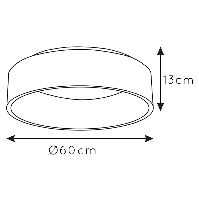 Lucide Talowe LED-Deckenleuchte rund - 42 W, Ø x H: 600 mm x 13 cm, Schwarz, Warmweiß - Skizze