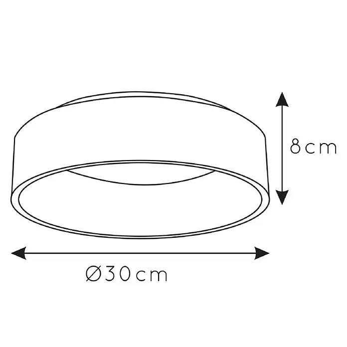 Lucide Talowe LED-Deckenleuchte rund - 20 W, Ø x H: 300 mm x 8 cm, Schwarz, Warmweiß - Skizze