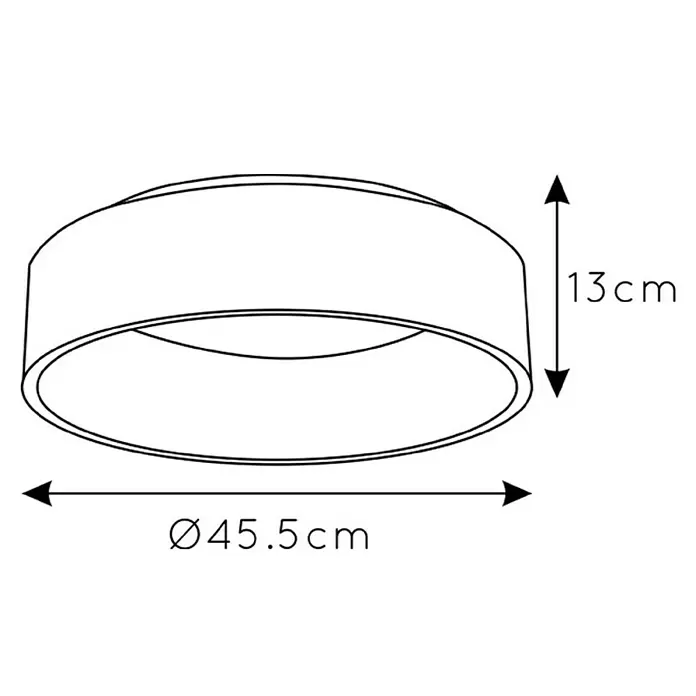 Lucide Talowe LED-Deckenleuchte rund - 30 W, Ø x H: 450 mm x 13 cm, Weiß, Warmweiß - Skizze