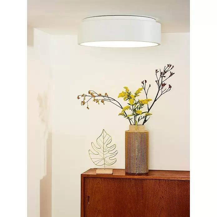 Lucide Talowe LED-Deckenleuchte rund - 30 W, Ø x H: 450 mm x 13 cm, Weiß, Warmweiß - Stimmungsaufnahme
